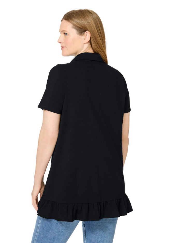 Short Sleeve Ruffle Hem Polo Tunic image number 1