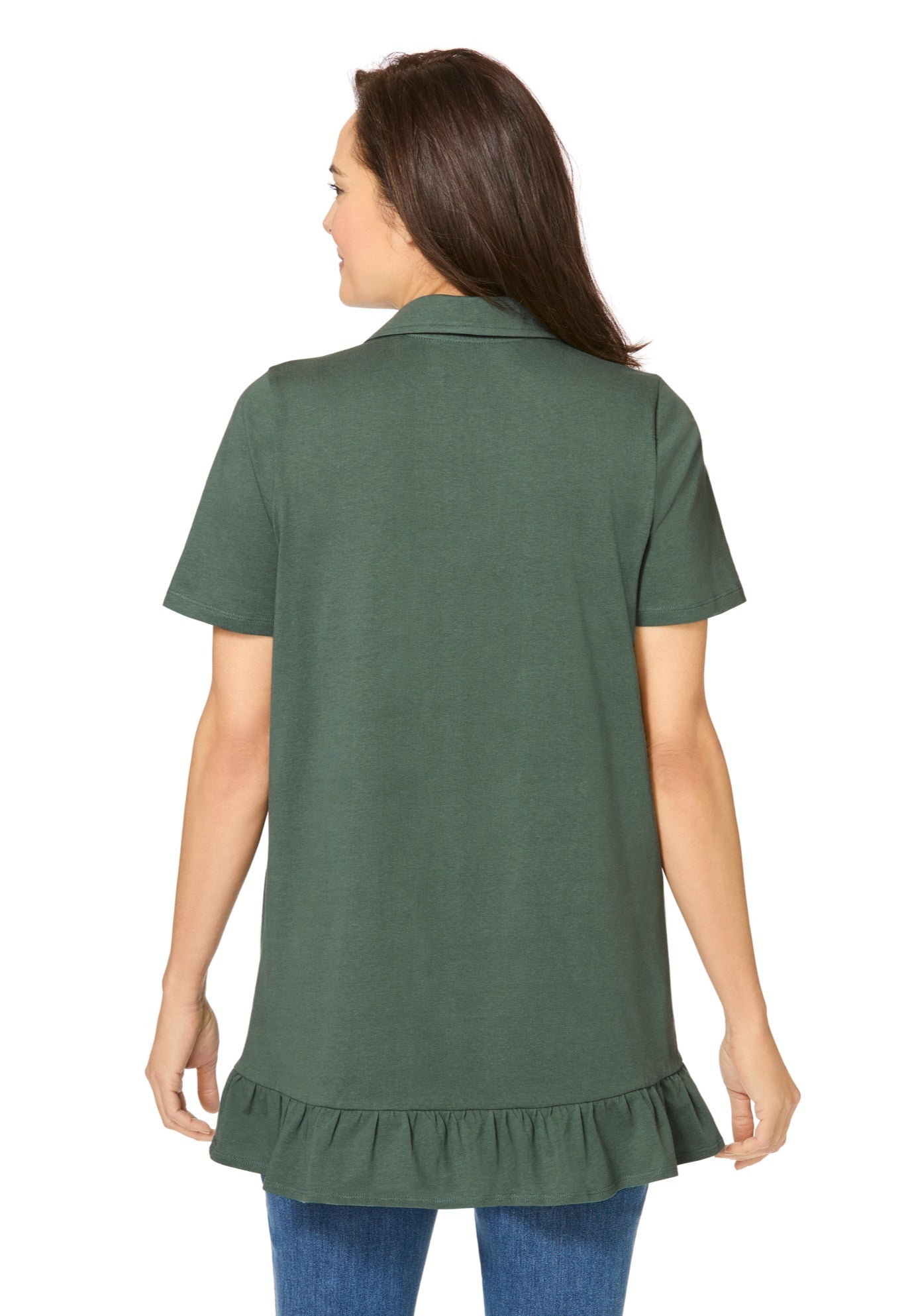 Short Sleeve Ruffle Hem Polo Tunic image number 1