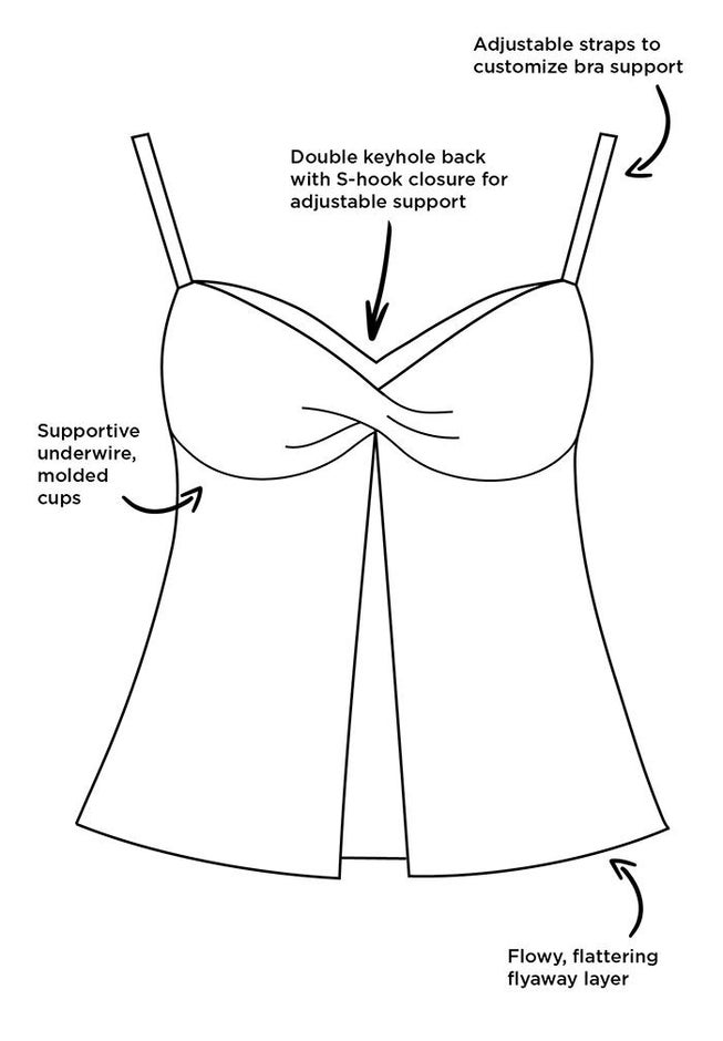 Faux Flyaway Crochet Underwire Tankini Top image number 2