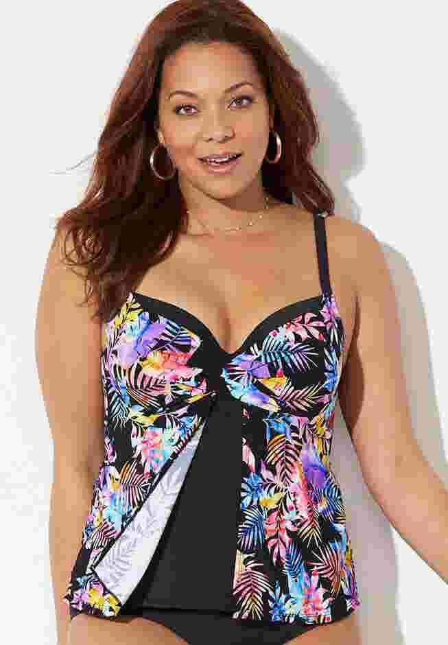 Faux Flyaway Underwire Tankini Top image number 2