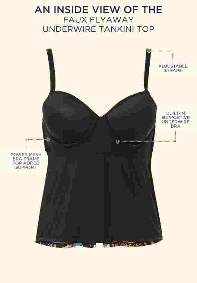 Faux Flyaway Underwire Tankini Top image number 3