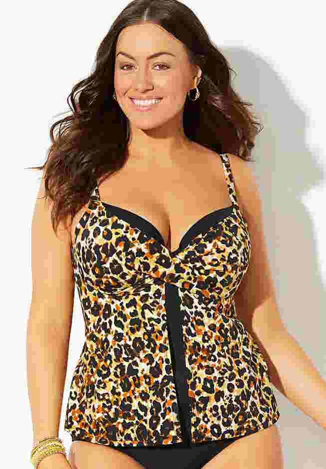 Faux Flyaway Underwire Tankini Top image number 0