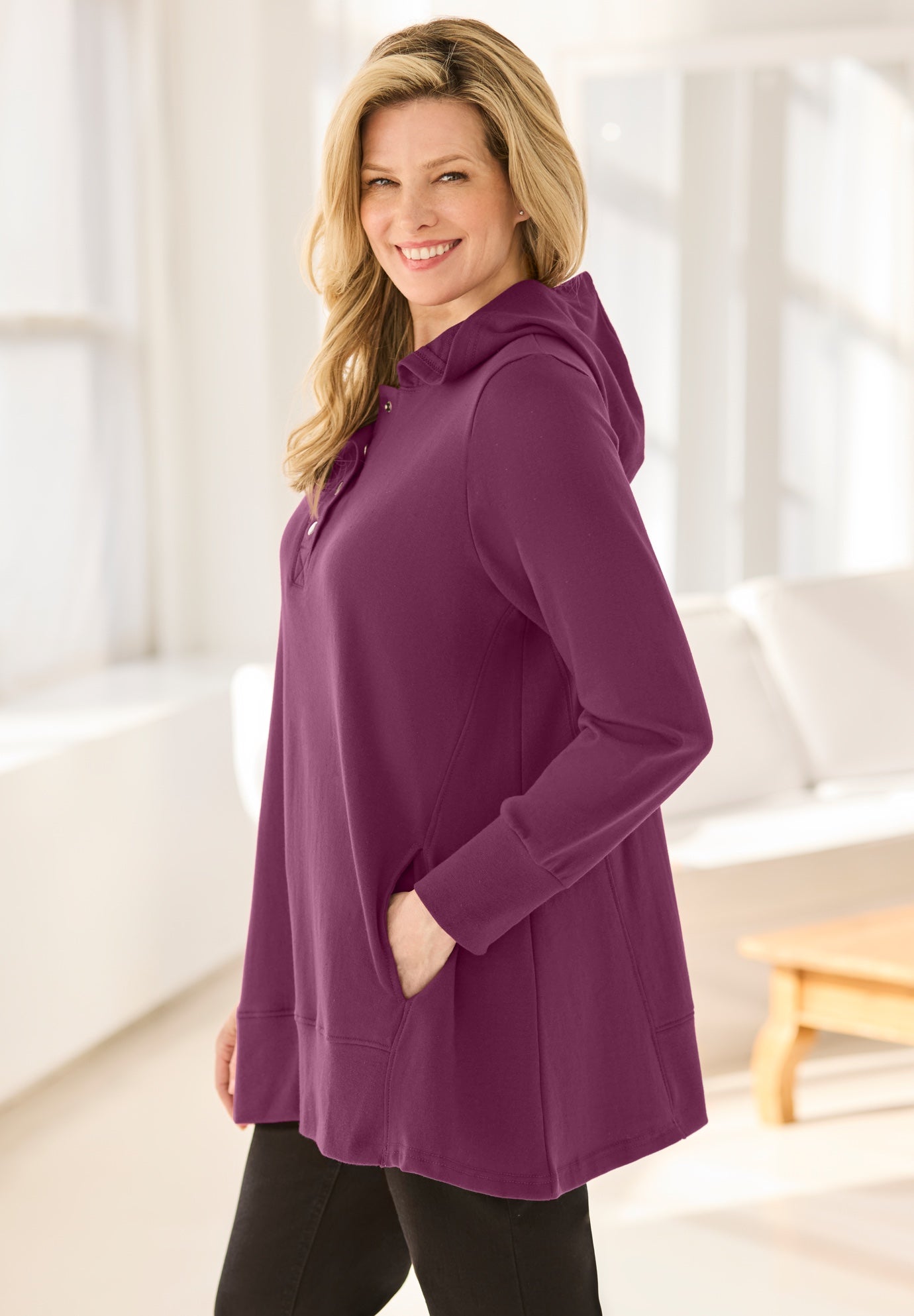 Snap Hoodie Pocket Sweatshirt image number 2