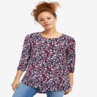 Three-Quarter Sleeve Curved Hem Tunic image number null