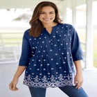 Embroidered Pintuck Tunic image number null