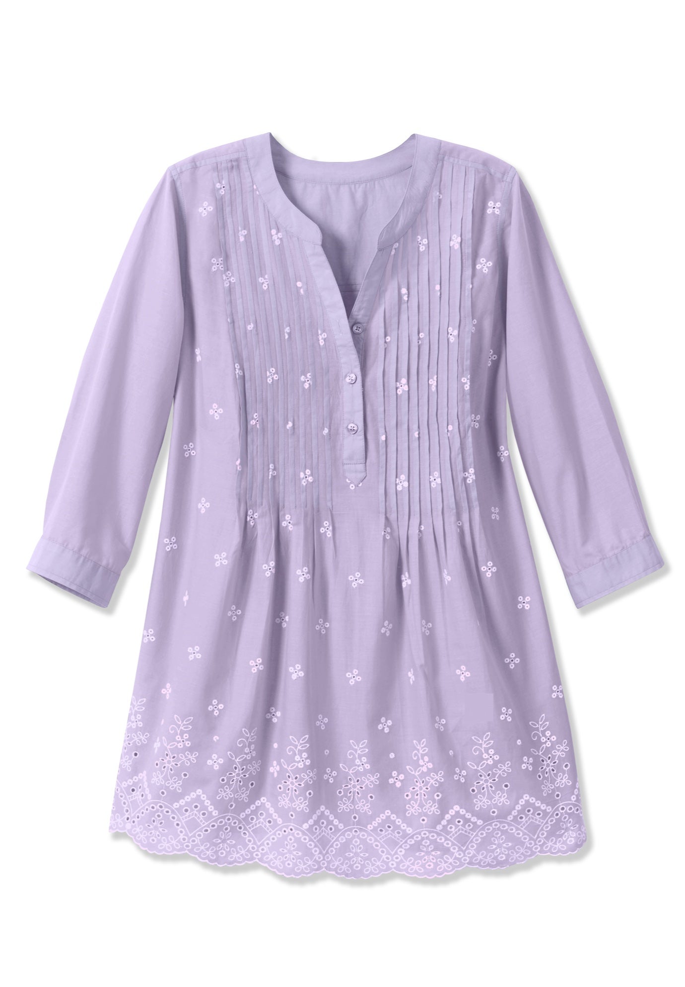 Embroidered Pintuck Tunic image number 1