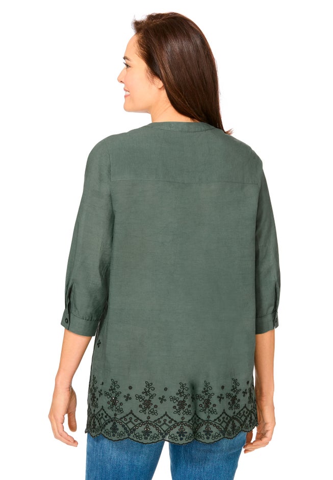 Embroidered Pintuck Tunic image number 1