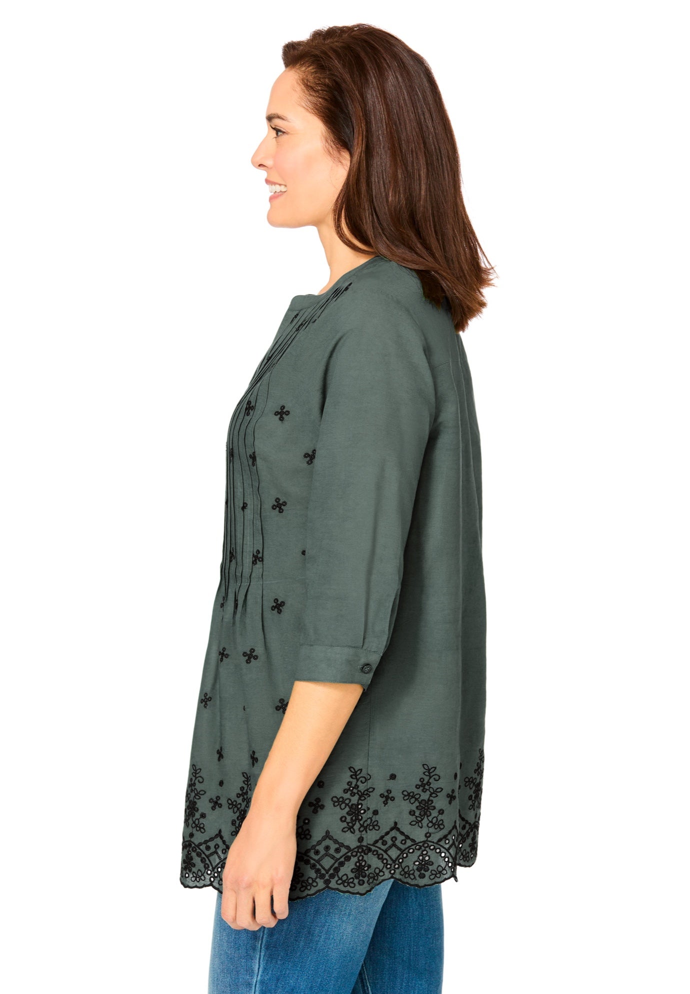 Embroidered Pintuck Tunic image number 2