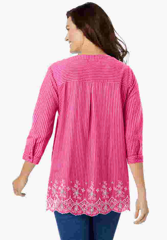 Embroidered Pintuck Tunic image number 1