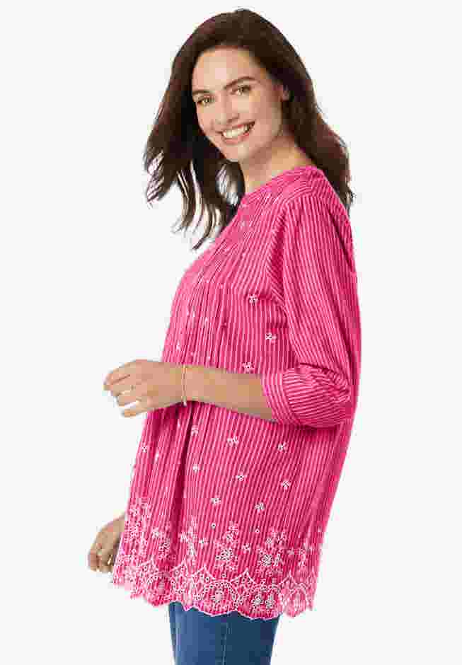 Embroidered Pintuck Tunic image number 2