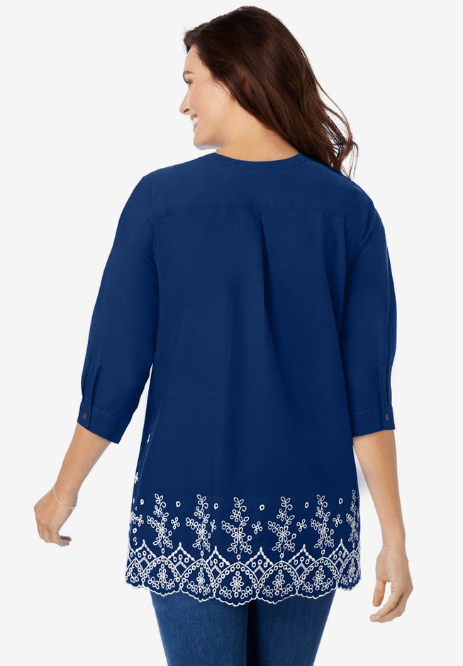 Embroidered Pintuck Tunic image number 1