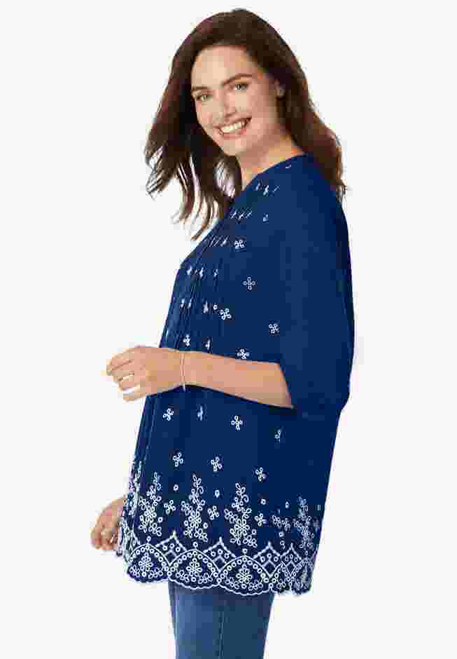 Embroidered Pintuck Tunic image number 2