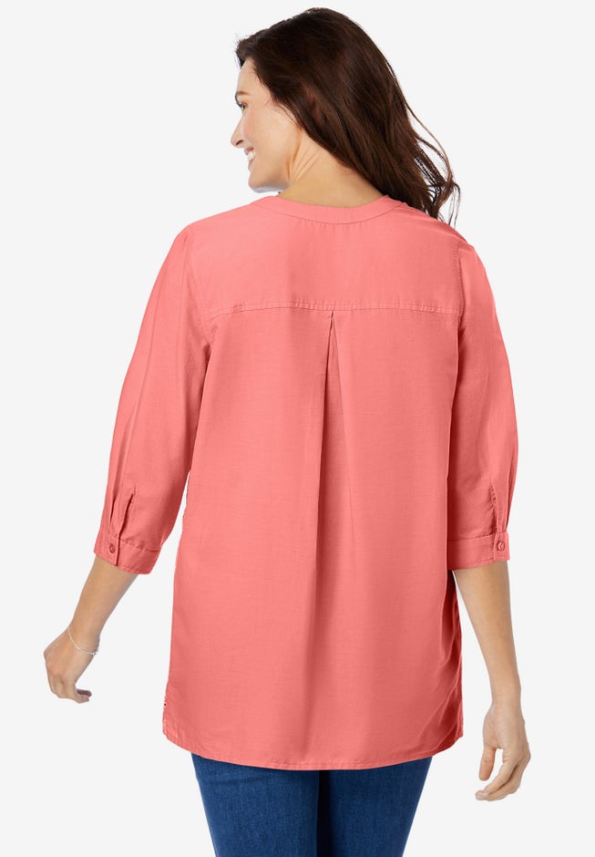 Embroidered Pintuck Tunic image number 1