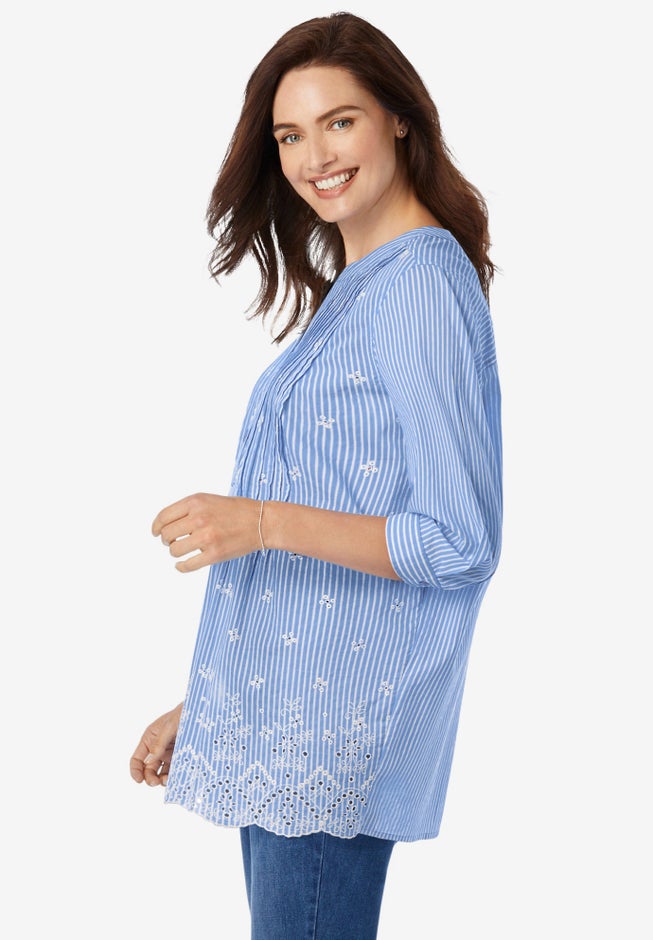 Embroidered Pintuck Tunic image number 2