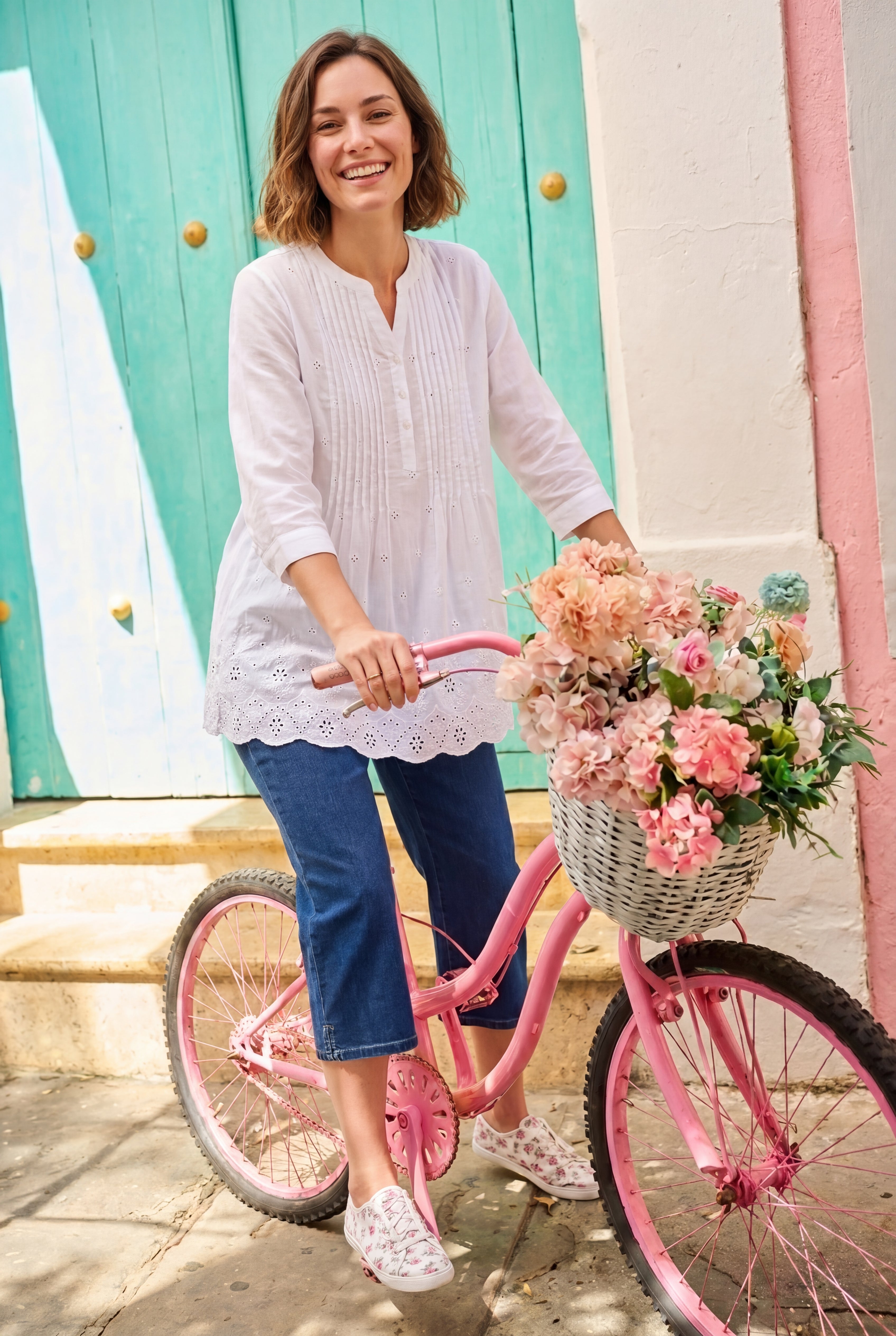 Embroidered Pintuck Tunic image number 1