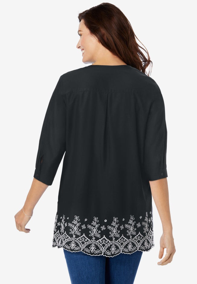 Embroidered Pintuck Tunic image number 1