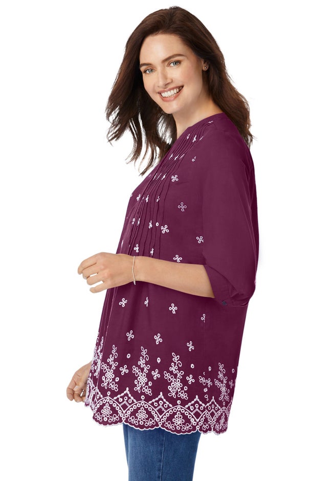 Embroidered Pintuck Tunic image number 2