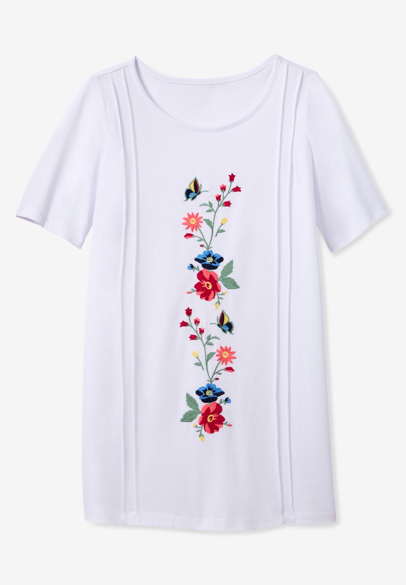 Short-Sleeve Scoopneck Embroidered Tunic image number 4