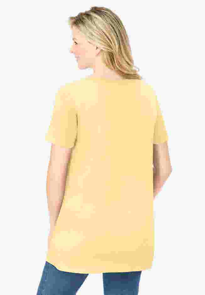 Short-Sleeve Scoopneck Embroidered Tunic image number 1