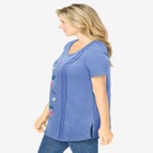 Short-Sleeve Scoopneck Embroidered Tunic image number null