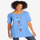 Short-Sleeve Scoopneck Embroidered Tunic image number null