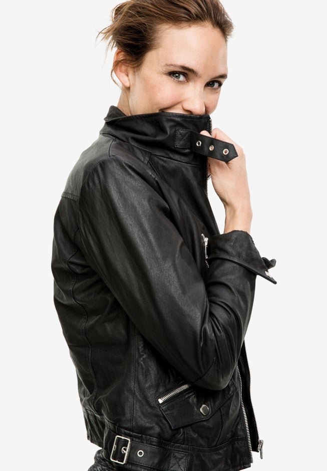 Zip Front Leather Jacket image number null