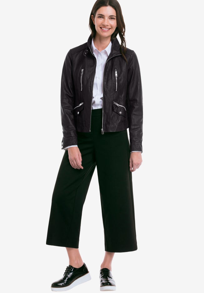 Zip Front Leather Jacket image number null
