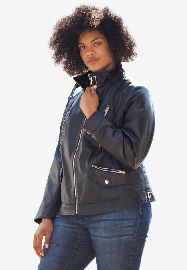 Zip Front Leather Jacket image number null