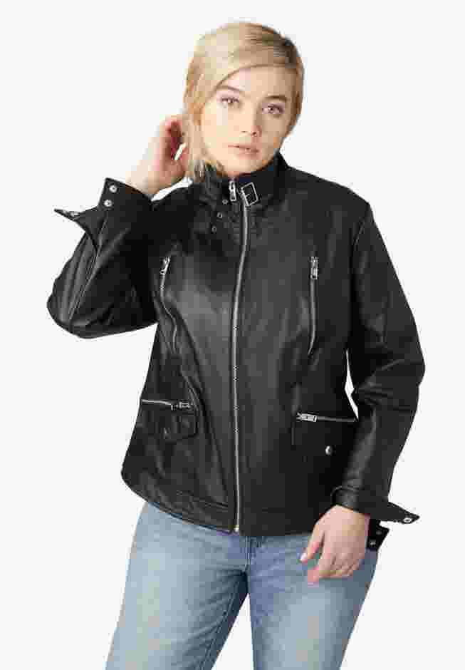 Zip Front Leather Jacket image number 3