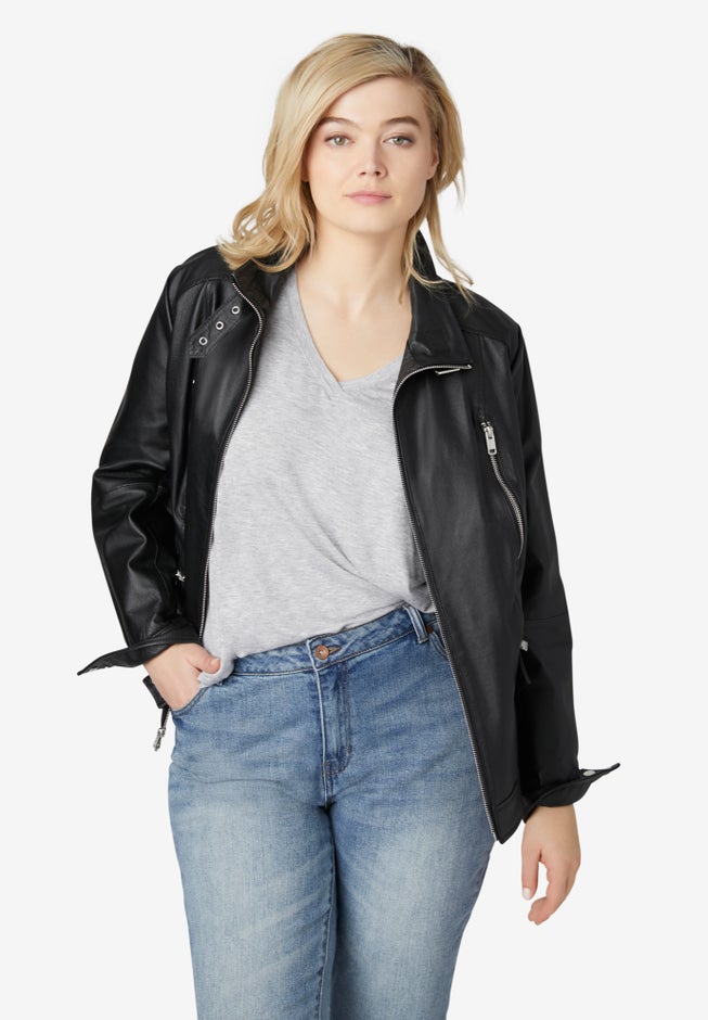 Zip Front Leather Jacket image number 4