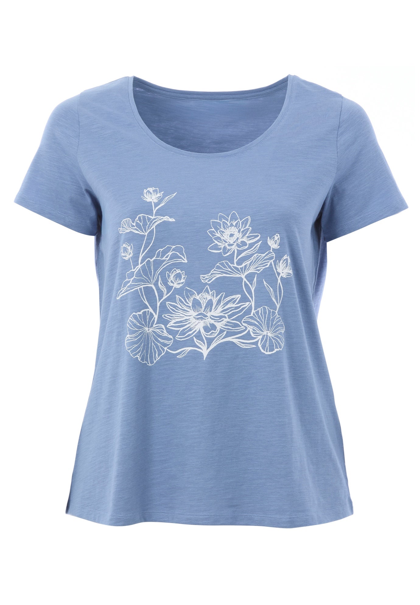 100% Cotton Jersey Slub Scoopneck Short Sleeve Graphic Tee image number 2