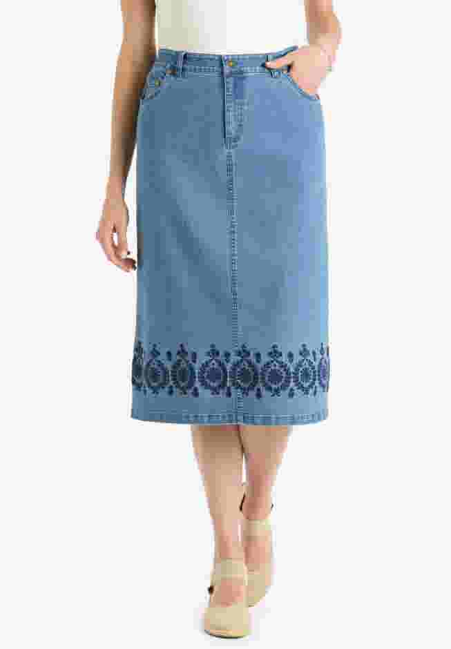 Stretch Denim Five-Pocket Jeans Skirt image number 0
