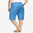 Pull-On Flex-Fit Elastic-Waist Stretch Denim Jeans Shorts image number null