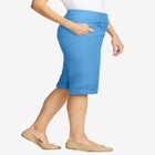 Pull-On Flex-Fit Elastic-Waist Stretch Denim Jeans Shorts image number null