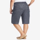 Pull-On Flex-Fit Elastic-Waist Stretch Denim Jeans Shorts image number null