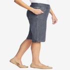 Pull-On Flex-Fit Elastic-Waist Stretch Denim Jeans Shorts image number null