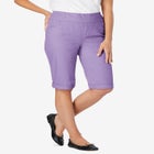 Pull-On Flex-Fit Elastic-Waist Stretch Denim Jeans Shorts image number null