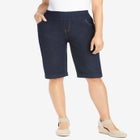 Pull-On Flex-Fit Elastic-Waist Stretch Denim Jeans Shorts image number null