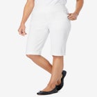 Pull-On Flex-Fit Elastic-Waist Stretch Denim Jeans Shorts image number null