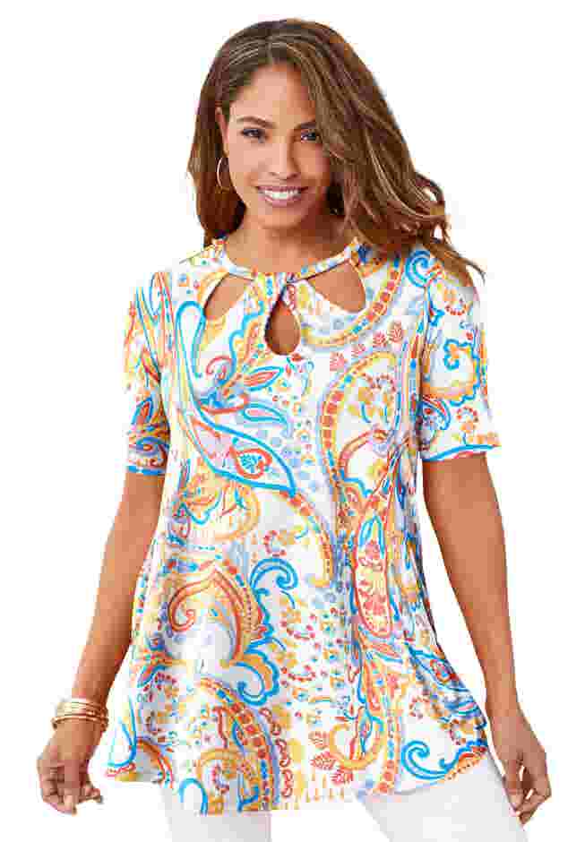Stretch Knit Cutout Swing Tunic image number 2
