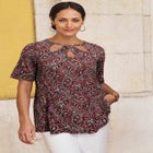 Stretch Knit Cutout Swing Tunic image number null