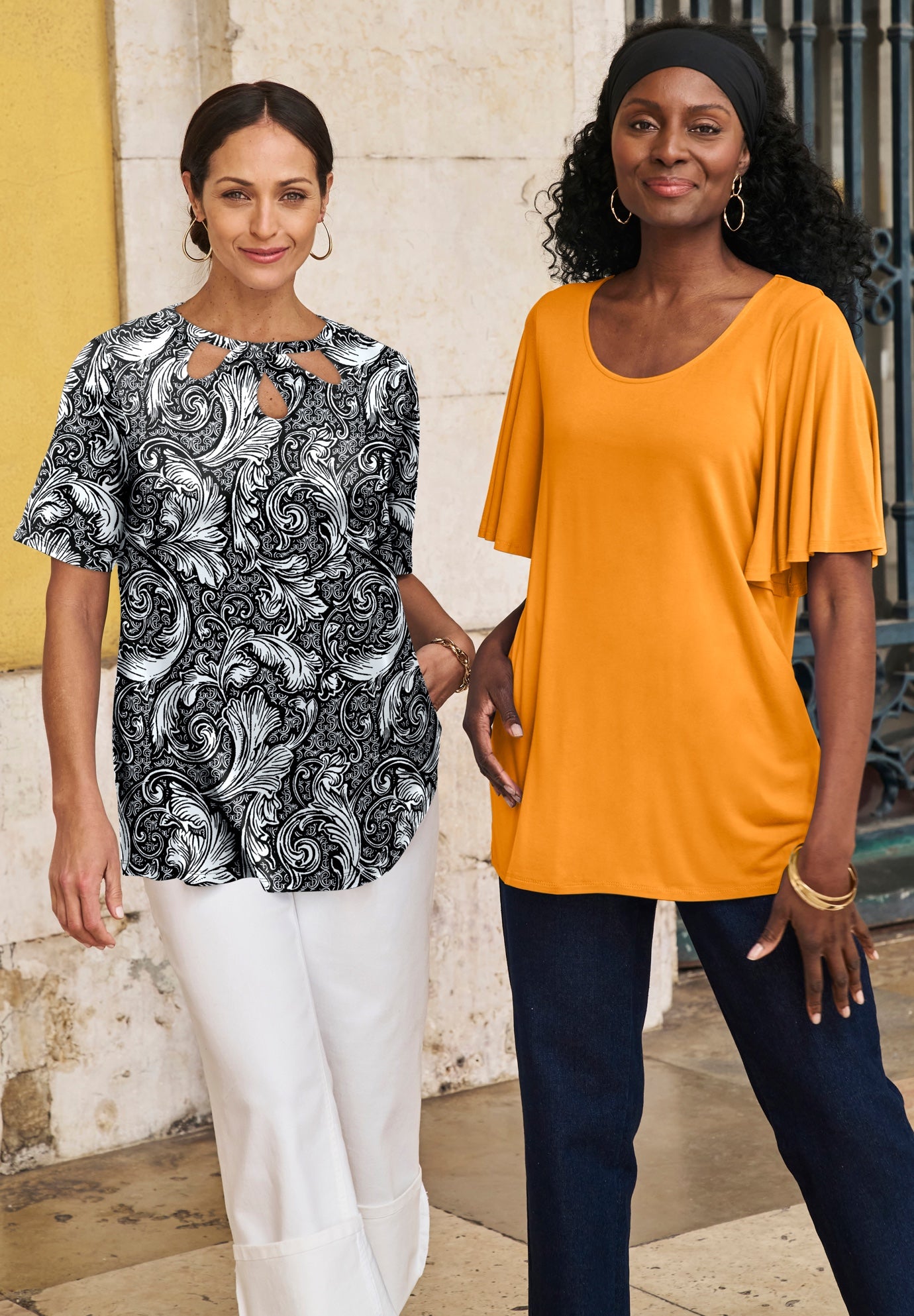 Stretch Knit Cutout Swing Tunic image number 1