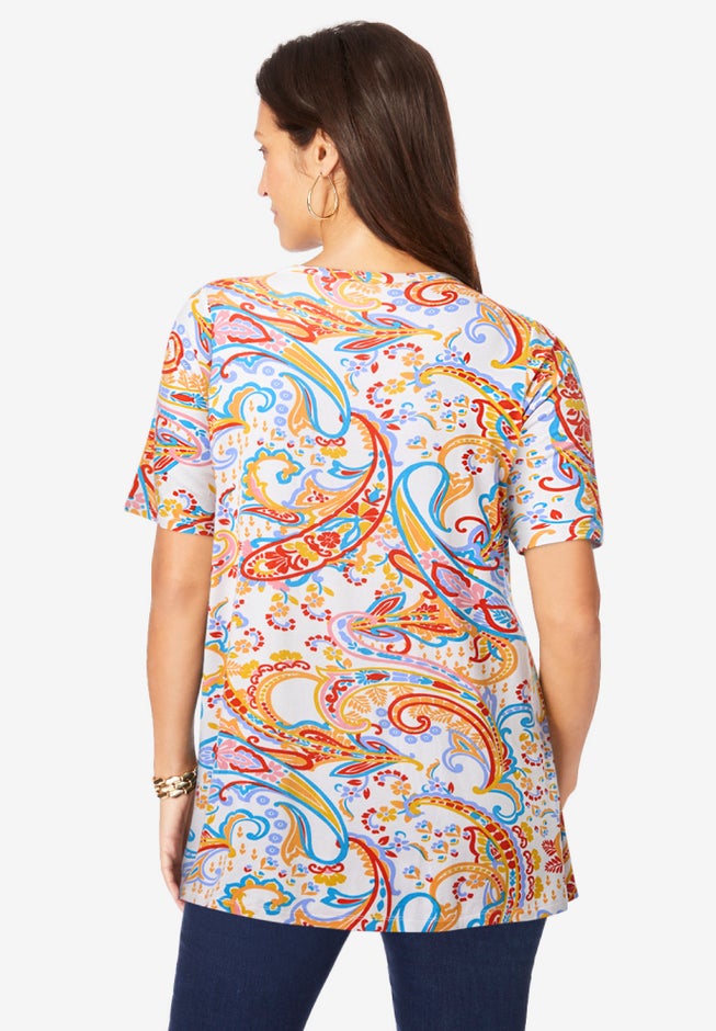 Stretch Knit Cutout Swing Tunic image number 3
