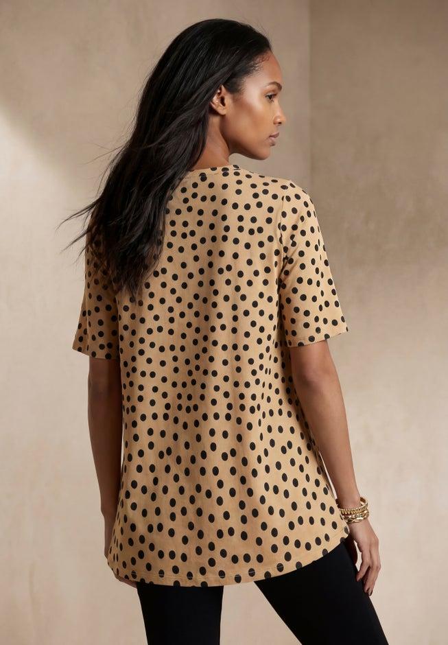 Stretch Knit Cutout Swing Tunic image number 1