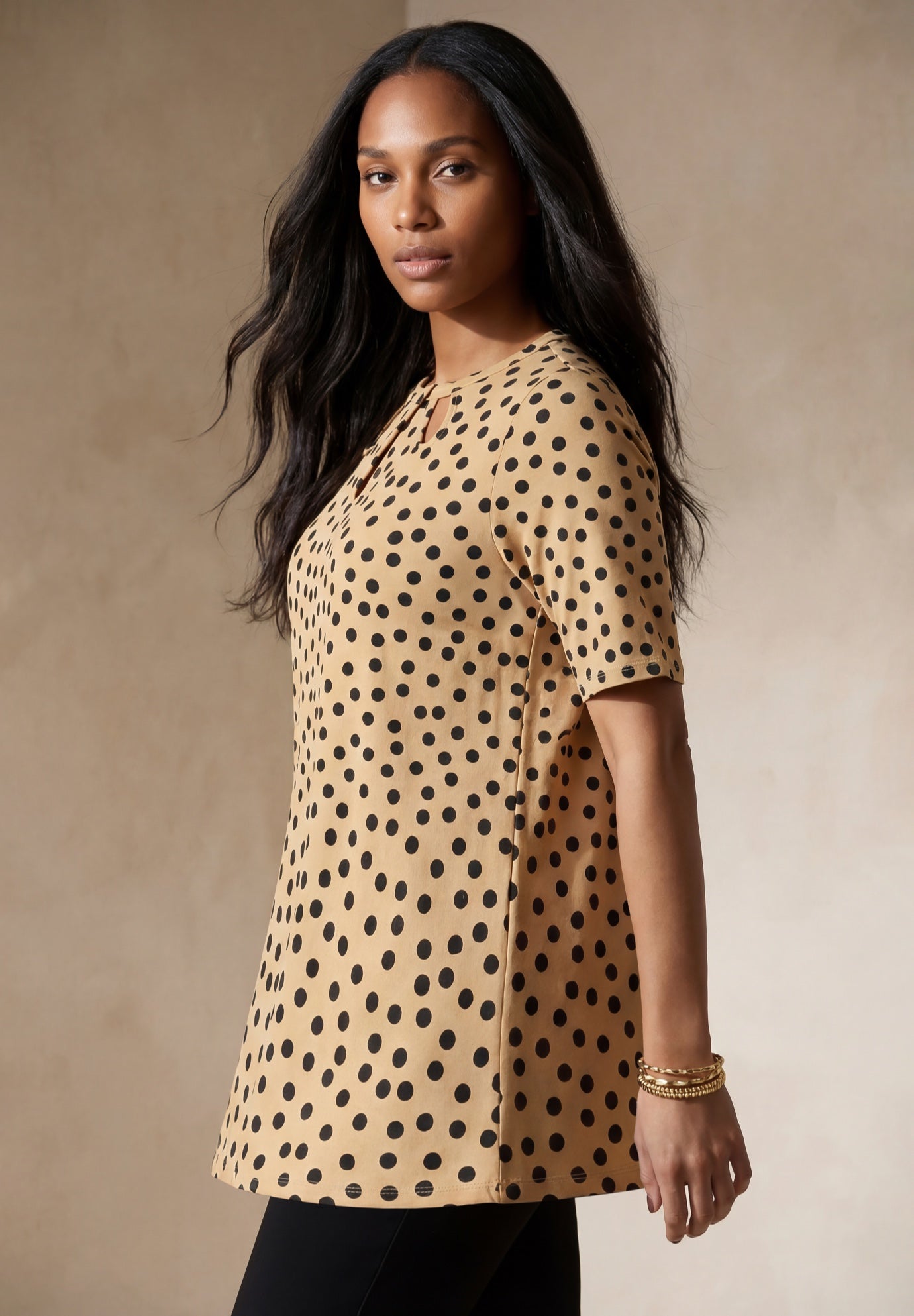 Stretch Knit Cutout Swing Tunic image number 2