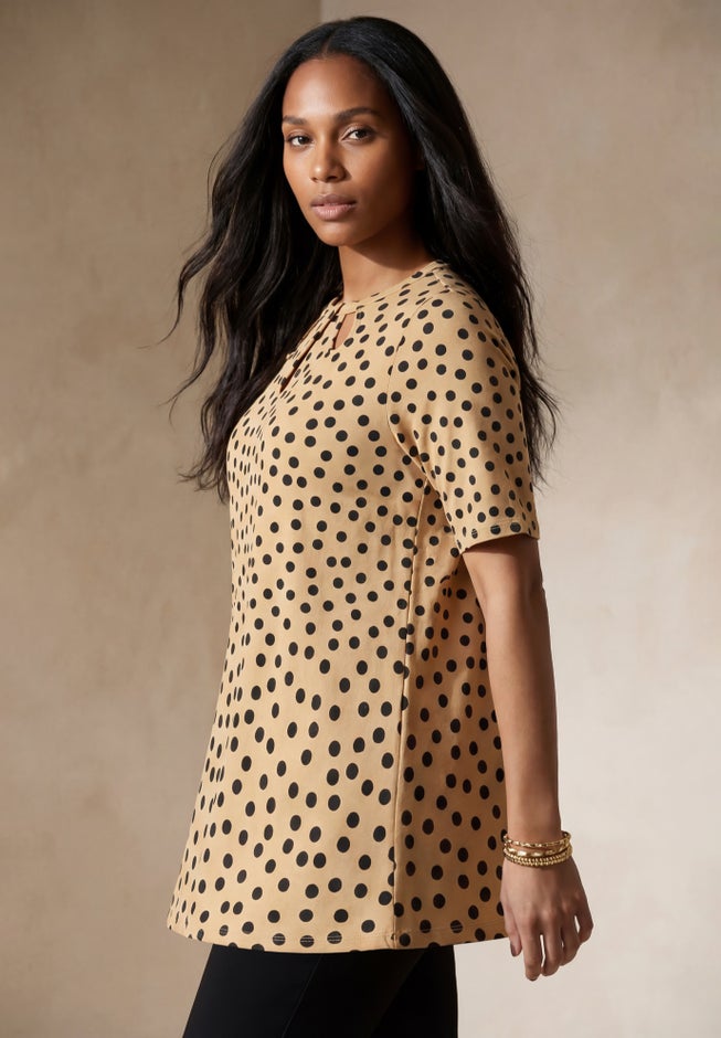 Stretch Knit Cutout Swing Tunic image number 2