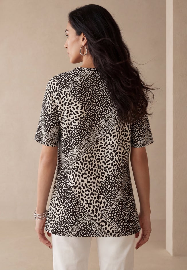 Stretch Knit Cutout Swing Tunic image number 1