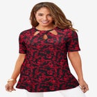 Stretch Knit Cutout Swing Tunic image number null