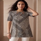 Stretch Knit Cutout Swing Tunic image number null