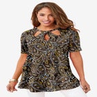 Stretch Knit Cutout Swing Tunic image number null